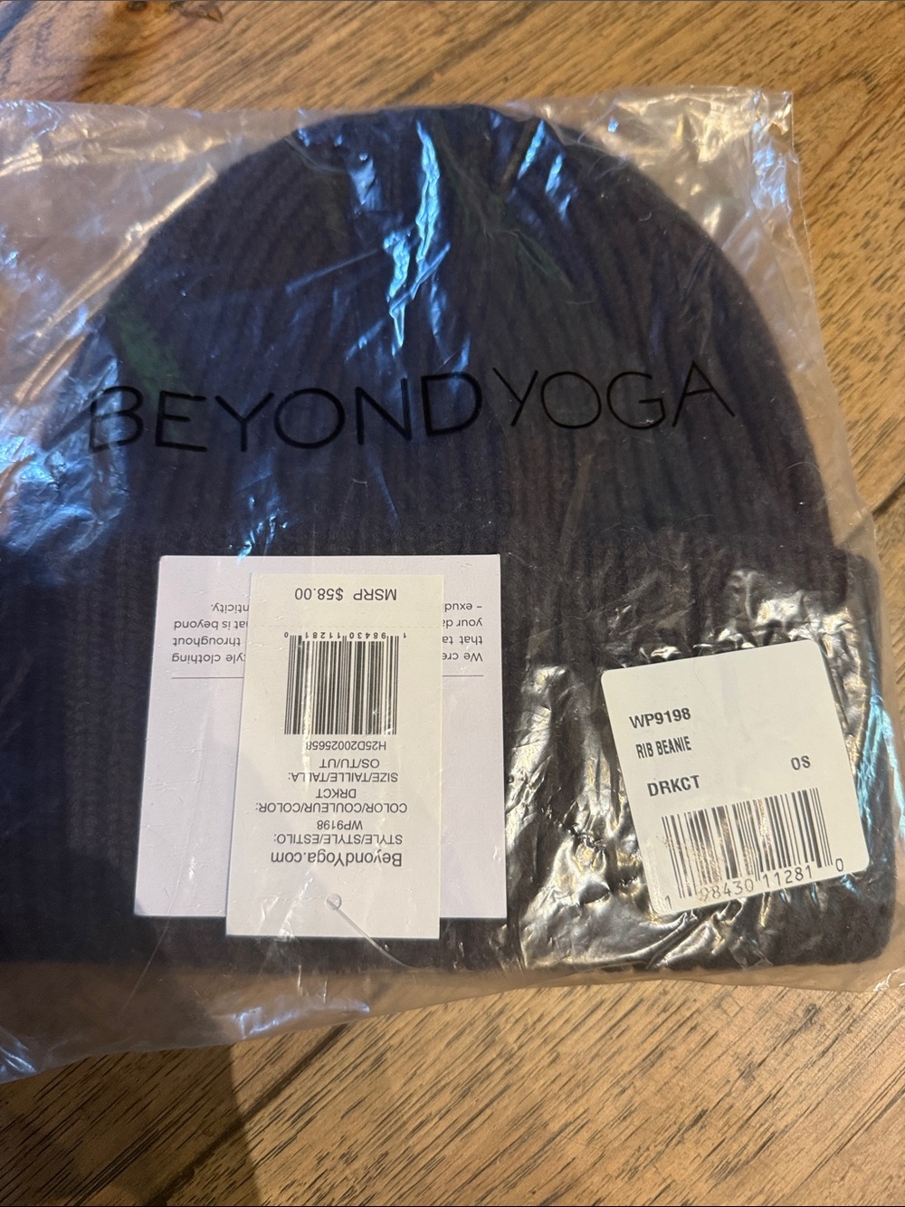 Beyond Yoga Dark Gray Ribbed Knit Beanie